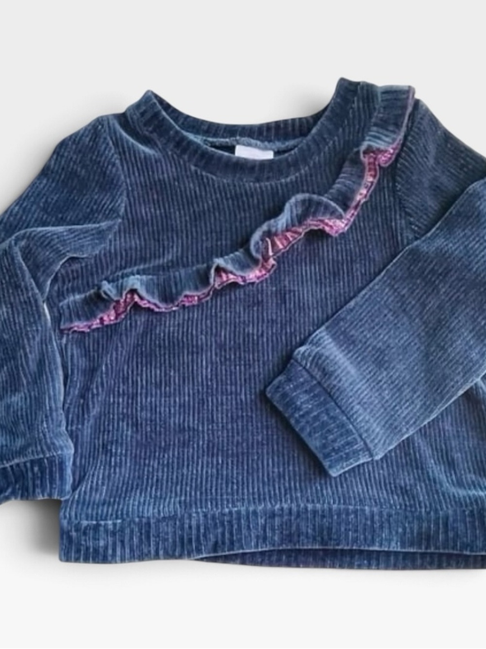 Wonder Nation Girls Blue Chenille Ruffle Sweater Size 3T